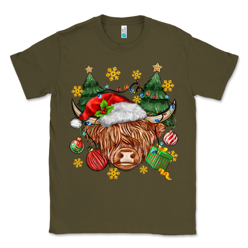 Christmas Highland Cow Classic Tee by MaliasSmallBusiness | Teevron