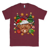 Burgundy Christmas highland cow Classic Tee - MaliasSmallBusiness
