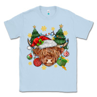 Dusty Blue Christmas highland cow Classic Tee - MaliasSmallBusiness