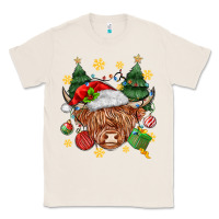 Natural Christmas highland cow Classic Tee - MaliasSmallBusiness