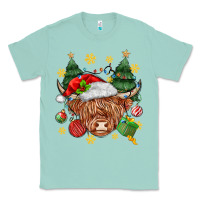 Seafoam Christmas highland cow Classic Tee - MaliasSmallBusiness