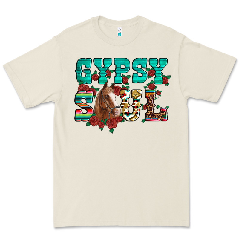Western Gypsy Soul Horse Roses Serape Aztec Leopard Premium Tee by Artiststas | Teevron