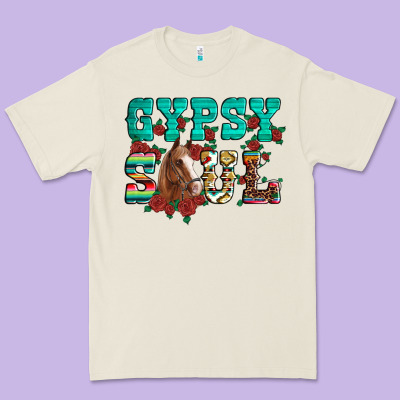 Western Gypsy Soul Horse Roses Serape Aztec Leopard Premium Tee Designed By Artiststas
