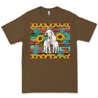 Goats Mom And Baby Sunflowers Gemstones Serape Leopard Glitter Wooden Premium Tee | Teevron