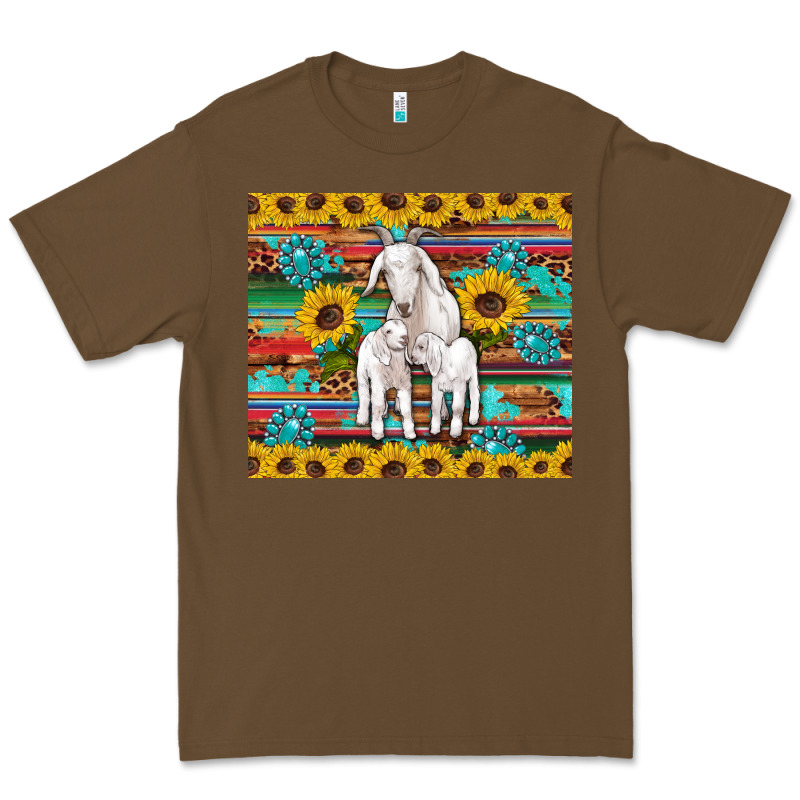 Goats Mom And Baby Sunflowers Gemstones Serape Leopard Glitter Wooden Premium Tee by Artiststas | Teevron