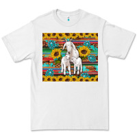 White goats mom and baby sunflowers gemstones serape leopard glitter wooden Premium Tee - Artiststas