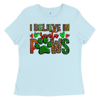 Baby Blue i believe in santa paws christmas Ladies Tee - Jasminsmagicworld