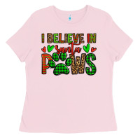 Bubblegum Pink i believe in santa paws christmas Ladies Tee - Jasminsmagicworld