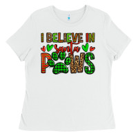 White i believe in santa paws christmas Ladies Tee - Jasminsmagicworld
