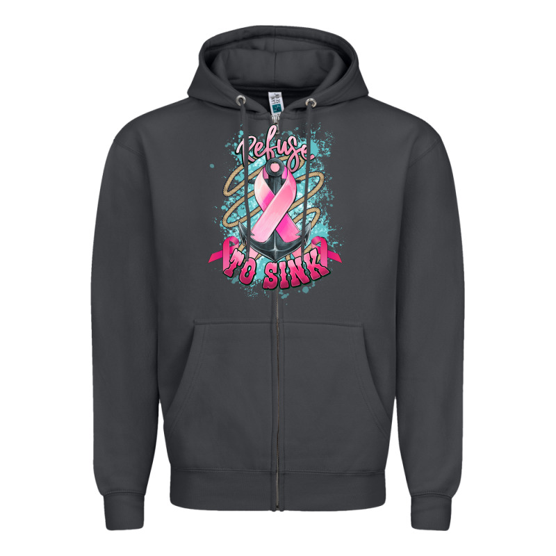 Refuse To Sink Cancer Anchor Cancer Awareness Zipper Hoodie by HowdyJamesFarm | Teevron