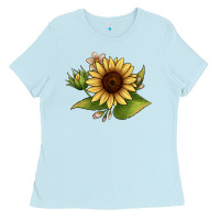 Baby Blue sunflower Ladies Tee - JahusDesignShop