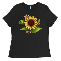 Black sunflower Ladies Tee - JahusDesignShop