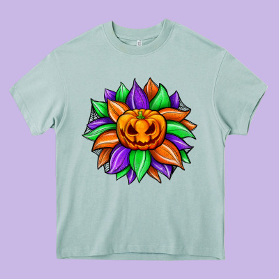 Sunflower Halloween Heavy Core Tee Designed By Jahusdesignshop