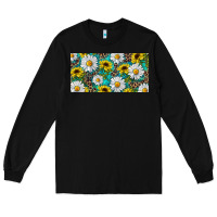 Black Sunflower And Daisy With Leopard Long Sleeve Tee - RanaPortraitStore