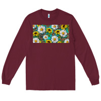 Burgundy Sunflower And Daisy With Leopard Long Sleeve Tee - RanaPortraitStore
