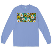 Colony Blue Sunflower And Daisy With Leopard Long Sleeve Tee - RanaPortraitStore
