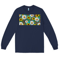 Navy Sunflower And Daisy With Leopard Long Sleeve Tee - RanaPortraitStore
