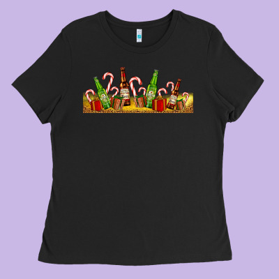 Beer Bottles For Christmas Ladies Tee Designed By Adodesignshop