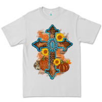 Thanksgiving Cross Pumpkin Sunflower Premium Tee | Teevron