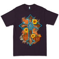 Plum thanksgiving cross pumpkin sunflower Premium Tee - AdoDesignShop