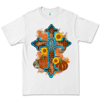 White thanksgiving cross pumpkin sunflower Premium Tee - AdoDesignShop