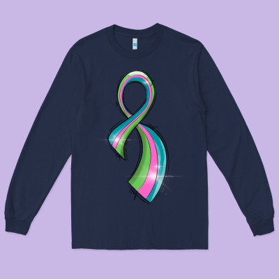 Metastatic Breast Cancer Ribbon Long Sleeve Tee Designed By Lillyallendesigns