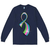 Navy metastatic breast cancer ribbon Long Sleeve Tee - LillyAllenDesigns