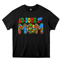Black ausome autism mom Heavy Core Tee - AdoDesignShop