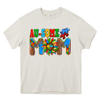 Cream ausome autism mom Heavy Core Tee - AdoDesignShop