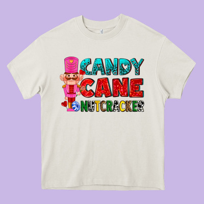 Candy Cane And Pink Nutcracker Ado Heavy Core Tee Designed By Adodesignshop