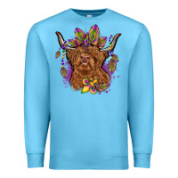 Ocean Blue mardi gras cow Premium Sweatshirt - OliviaCreatesArt