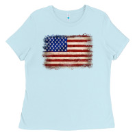 Baby Blue American flag Ladies Tee - JahusDesignShop