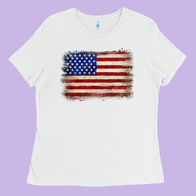 American Flag Ladies Tee Designed By Jahusdesignshop