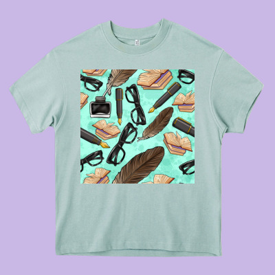 Literature Seamless Pattern Heavy Core Tee Designed By Bundleandbundleshop