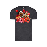 Vintage Black xo xo with leopard and cowhide heart Vintage Tee - NancyCooperArtShop