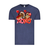 Vintage Denim xo xo with leopard and cowhide heart Vintage Tee - NancyCooperArtShop