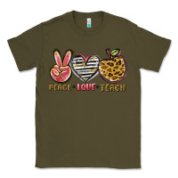 Army Green peace love teach Classic Tee - NancyCooperArtShop
