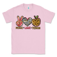 Bubblegum Pink peace love teach Classic Tee - NancyCooperArtShop