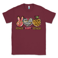 Burgundy peace love teach Classic Tee - NancyCooperArtShop