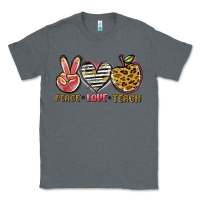 Charcoal Heather peace love teach Classic Tee - NancyCooperArtShop