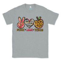 Heather Grey peace love teach Classic Tee - NancyCooperArtShop