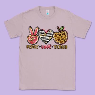 Peace Love Teach Classic Tee Designed By Nancycooperartshop