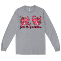 Heather Grey save the pumpkins Long Sleeve Tee - LillyAllenDesigns