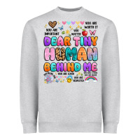 Heather Grey dear tiny human behind me Heavyweight Sweatshirt - Artiststas