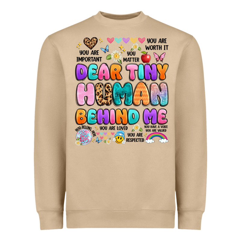 Dear Tiny Human Behind Me Heavyweight Sweatshirt by Artiststas | Teevron