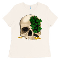 Bone St patrick's day Skull with clovers Ladies Tee - Jasminsmagicworld