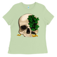 Matcha St patrick's day Skull with clovers Ladies Tee - Jasminsmagicworld
