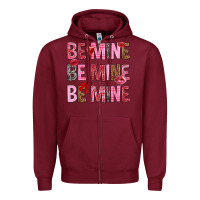 Burgundy Be mine be mine be mine Valentine's Day Zipper Hoodie - HowdyJamesFarm