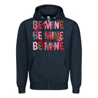 Navy Be mine be mine be mine Valentine's Day Zipper Hoodie - HowdyJamesFarm