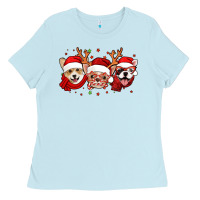 Baby Blue christmas dogs corgi chihuahua frenchie Ladies Tee - Jasminsmagicworld